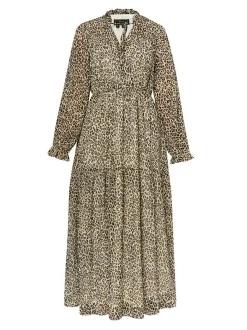 Faina Damen Maxikleid mit Leoprint in mehrfarbig