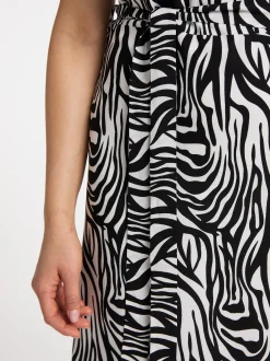 Faina Damen Maxikleid mit Zebra-Print in schwarz