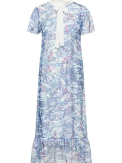 Faina Damen Midikleid mit Allover-Print in mehrfarbig