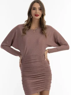 Faina Damen Minikleid in altrosa - Ausschnitt: Rundhals