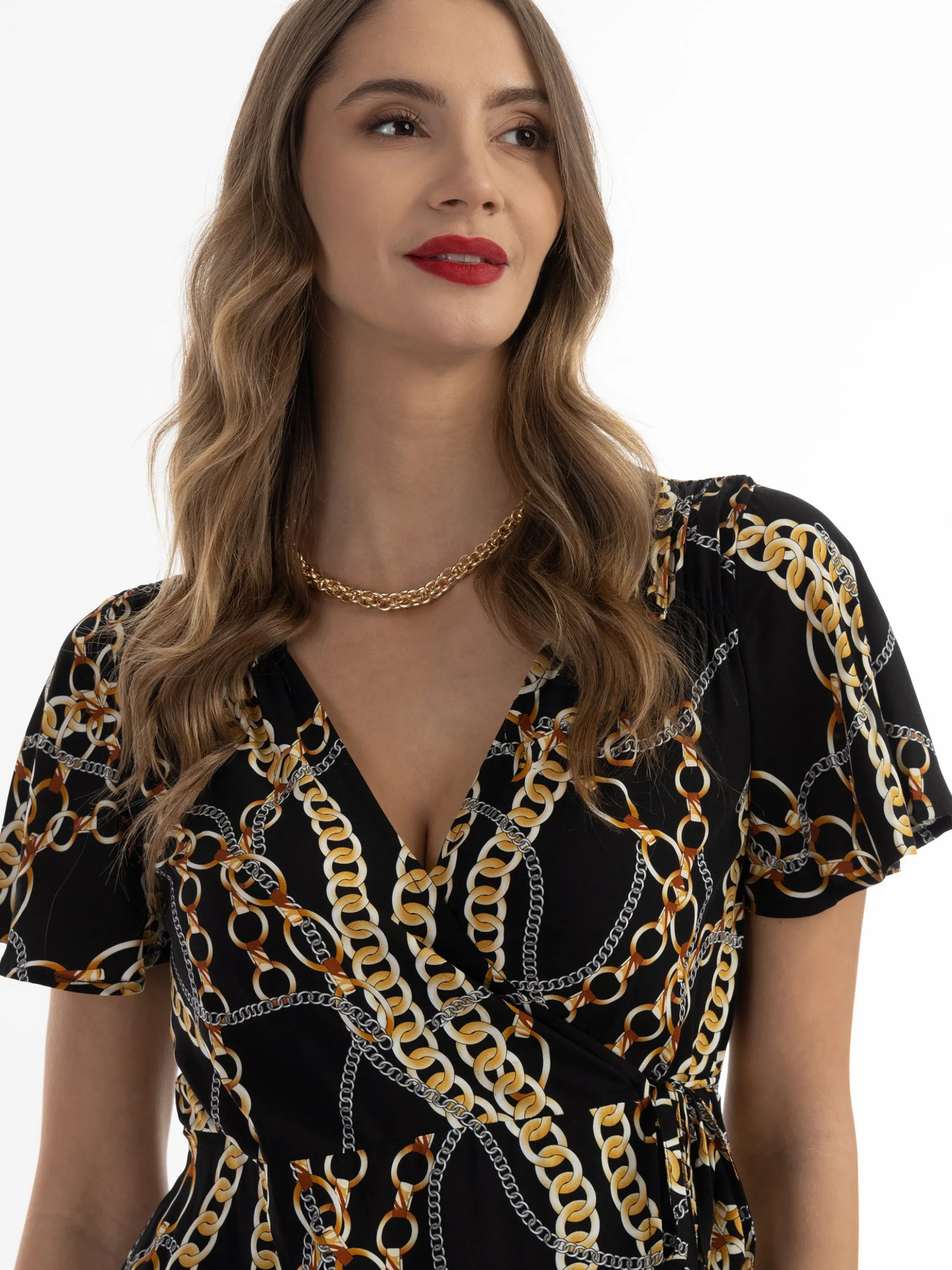 Faina Damen Minikleid mit Allover-Print in schwarz