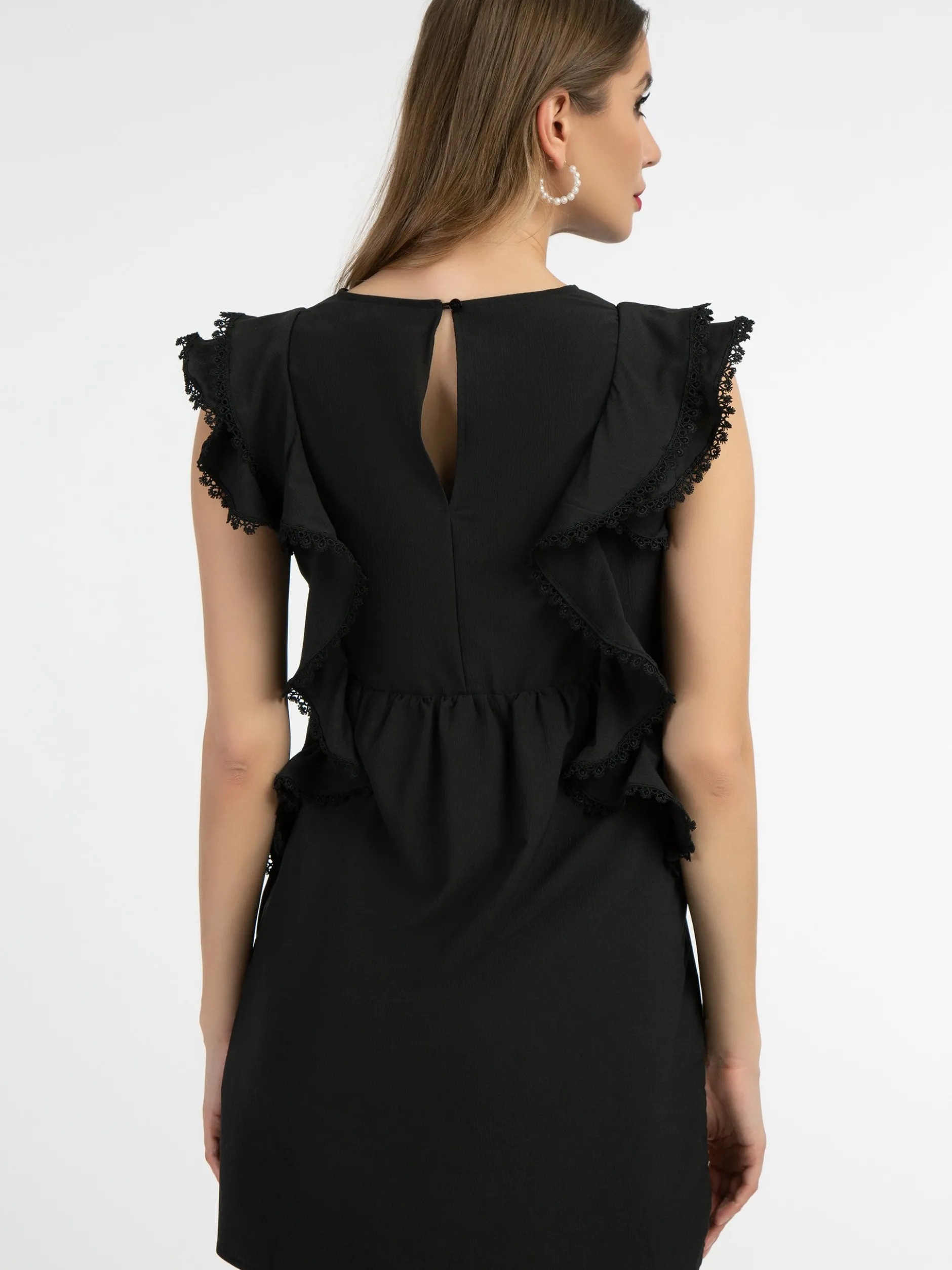 Faina Damen Minikleid mit Rüschen in schwarz