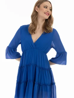 Faina Damen Minikleid mit Rüschen in royal - Länge: kurz