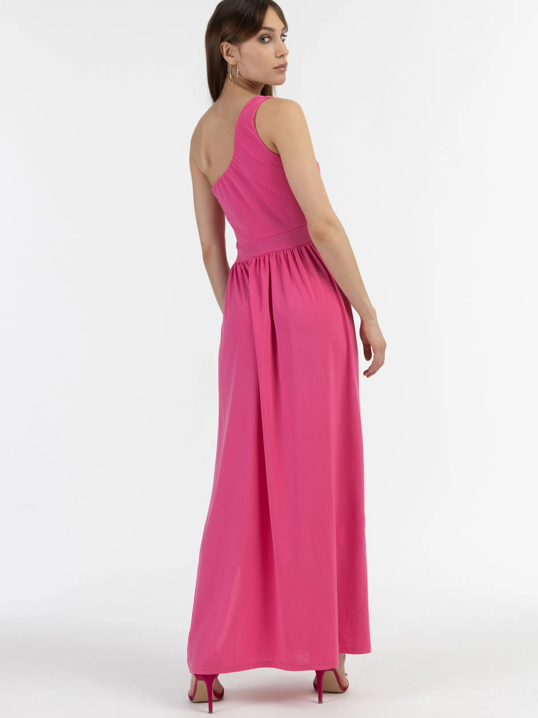 Faina Damen One-Shoulder Maxikleid in pink - Länge: lang