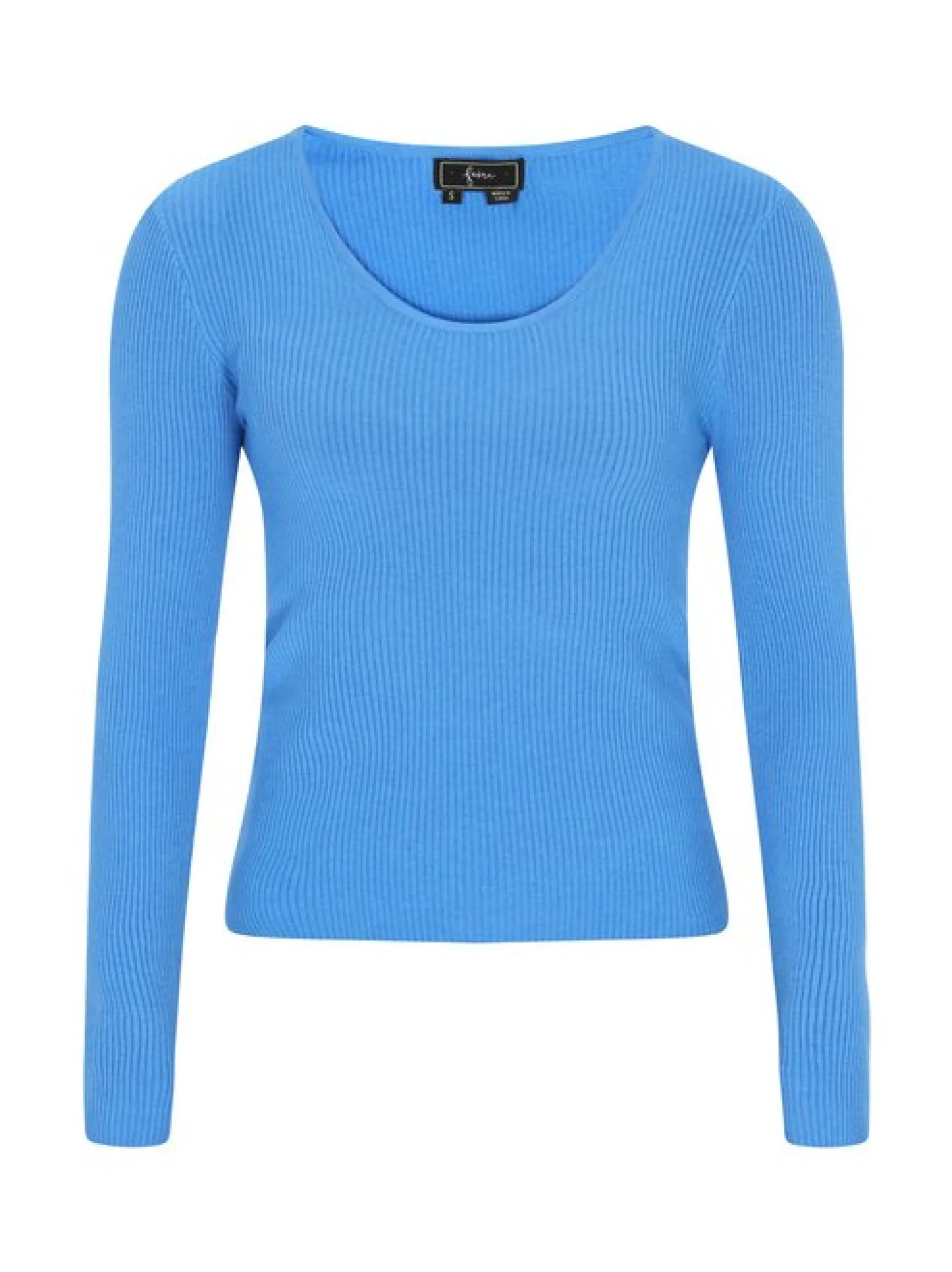 Faina Damen Pullover in blau - Ausschnitt: Rundhals