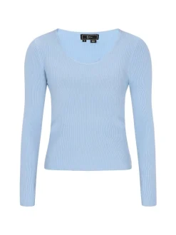 Faina Damen Pullover in blau - Ausschnitt: Rundhals