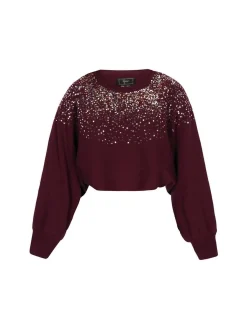 Faina Damen Pullover in bordeaux - Ausschnitt: Rundhals
