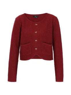 Faina Damen Pullover in bordeaux - Ausschnitt: Rundhals