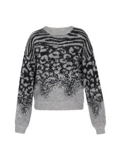 Faina Damen Pullover in grau - Ausschnitt: Rundhals