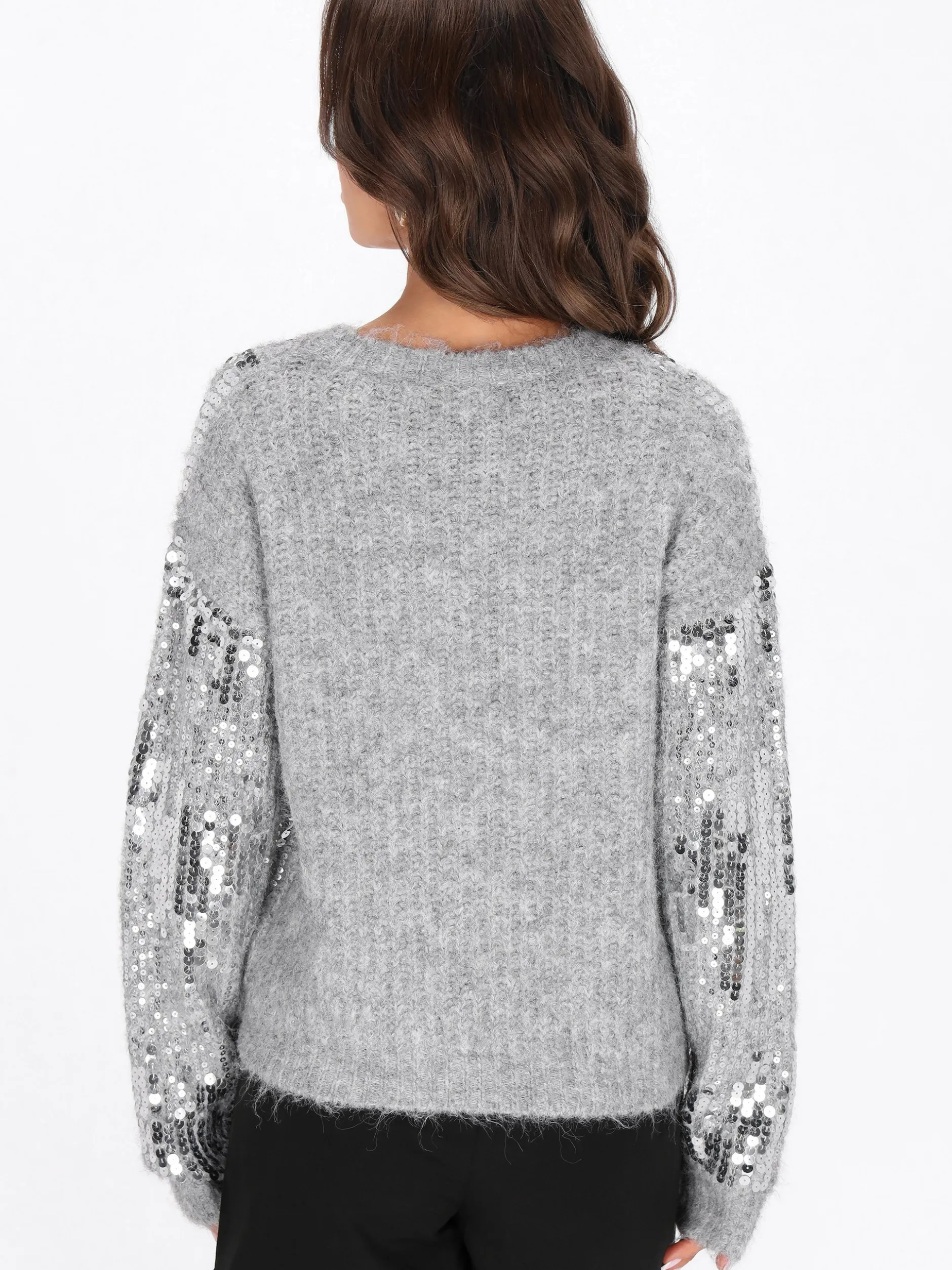 Faina Damen Pullover in grau - Ausschnitt: Rundhals