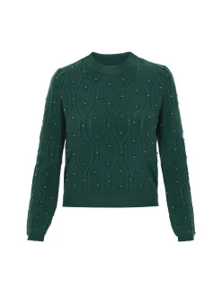 Faina Damen Pullover in grün - Ausschnitt: Rundhals
