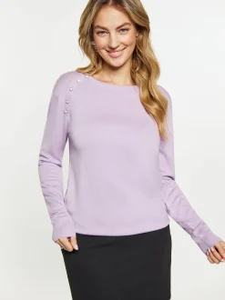 Faina Damen Pullover in lila - Ausschnitt: Rundhals