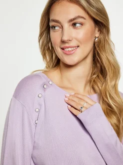 Faina Damen Pullover in lila - Ausschnitt: Rundhals