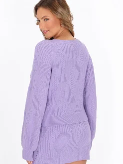 Faina Damen Pullover in lila - Ausschnitt: Rundhals