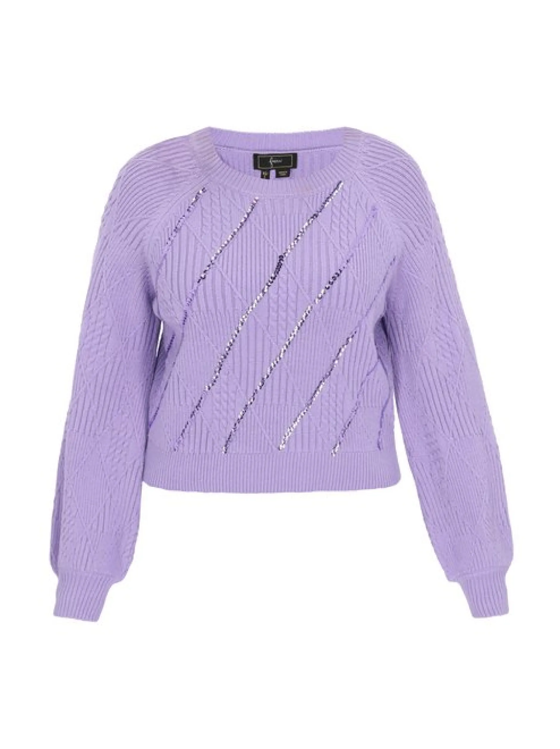 Faina Damen Pullover in lila - Ausschnitt: Rundhals