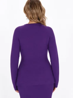 Faina Damen Pullover in lila - Ausschnitt: Rundhals