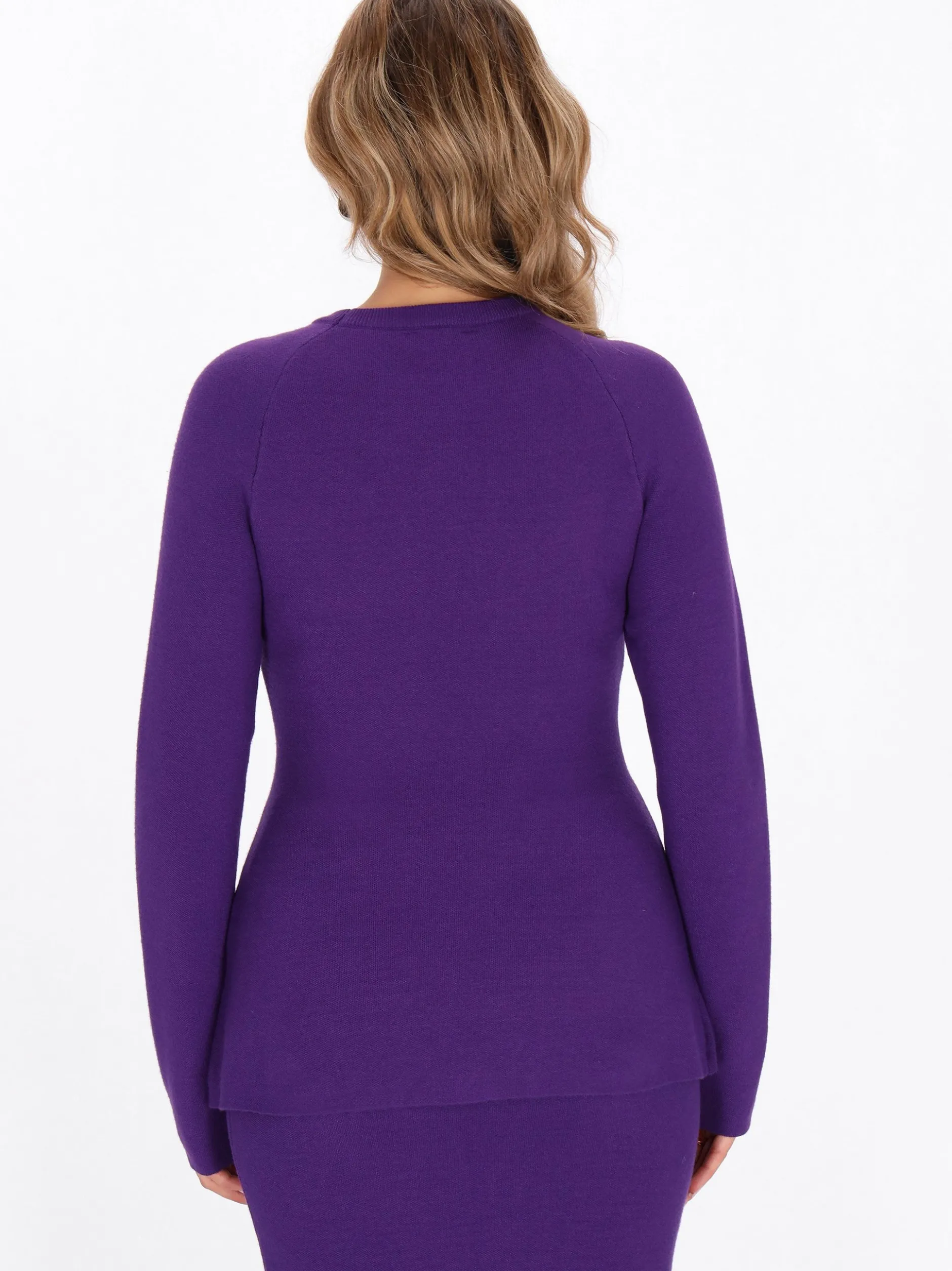Faina Damen Pullover in lila - Ausschnitt: Rundhals