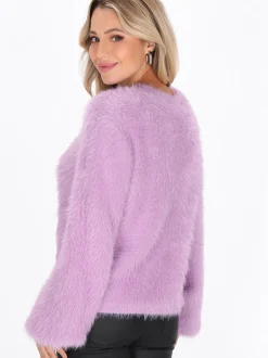 Faina Damen Pullover in lila - Ausschnitt: Rundhals