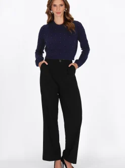 Faina Damen Pullover in marine - Ausschnitt: Rundhals