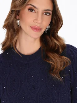 Faina Damen Pullover in marine - Ausschnitt: Rundhals