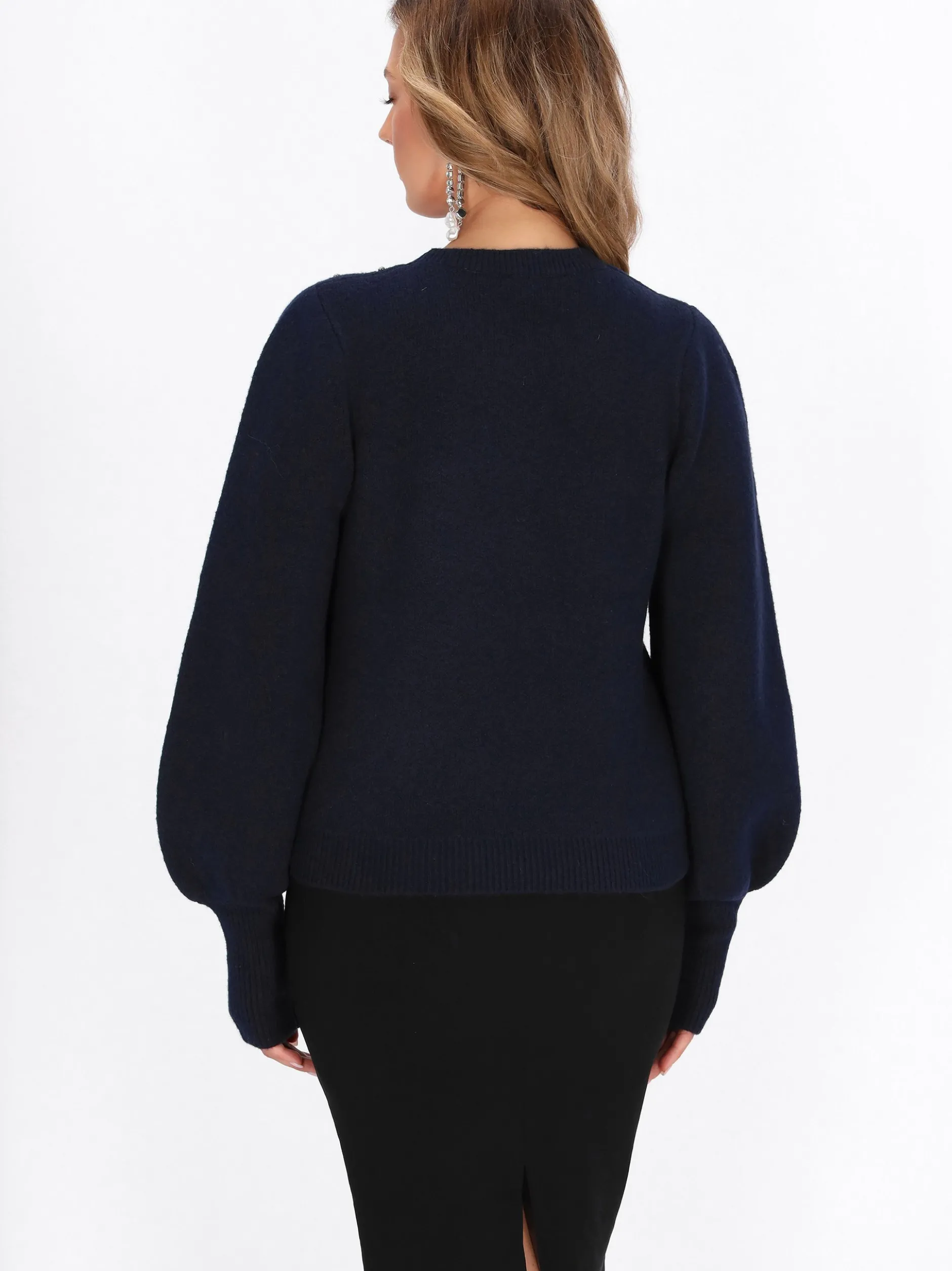 Faina Damen Pullover in marine - Ausschnitt: Rundhals