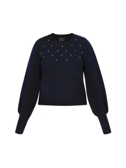 Faina Damen Pullover in marine - Ausschnitt: Rundhals