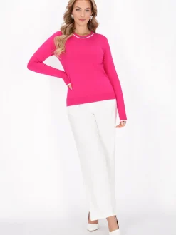 Faina Damen Pullover in pink - Ausschnitt: Rundhals