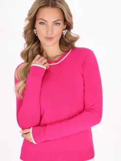 Faina Damen Pullover in pink - Ausschnitt: Rundhals