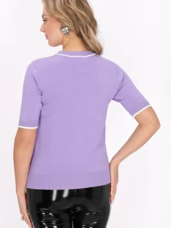 Faina Damen Pullover in purple - Ausschnitt: Rundhals