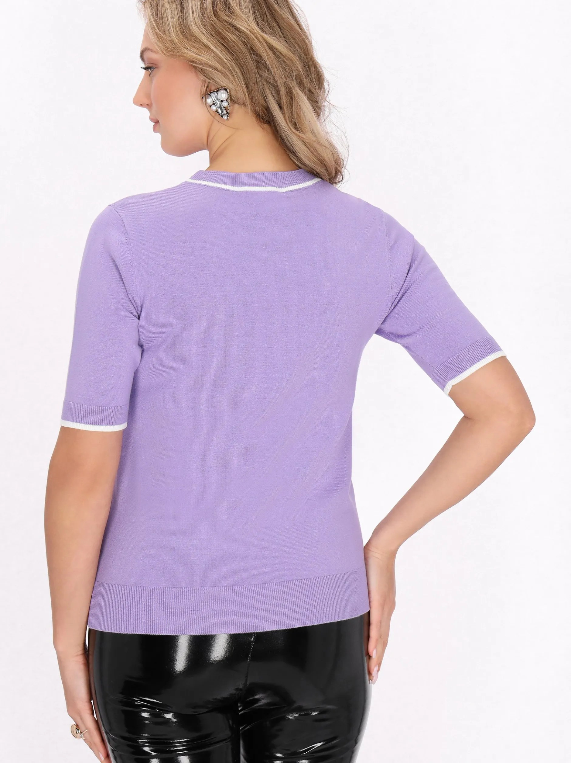 Faina Damen Pullover in purple - Ausschnitt: Rundhals