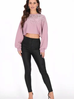 Faina Damen Pullover in rosa - Ausschnitt: Rundhals