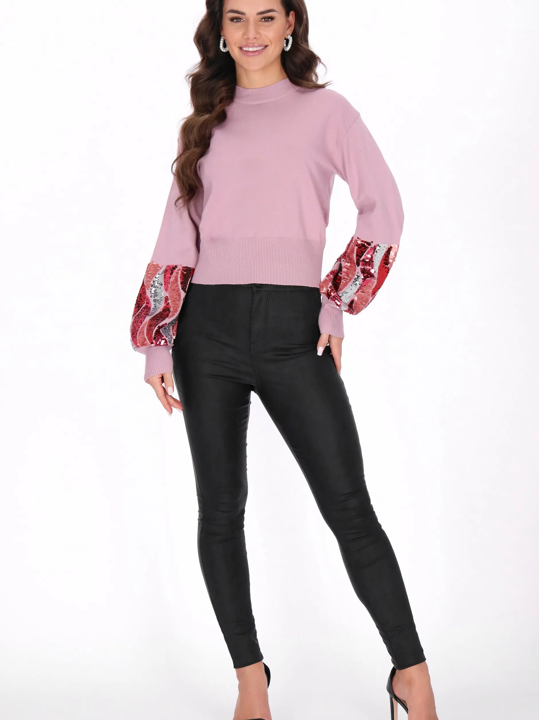 Faina Damen Pullover in rosa - Ausschnitt: Rundhals