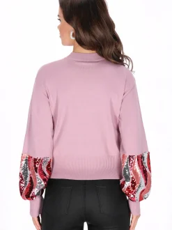 Faina Damen Pullover in rosa - Ausschnitt: Rundhals