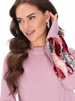 Faina Damen Pullover in rosa - Ausschnitt: Rundhals