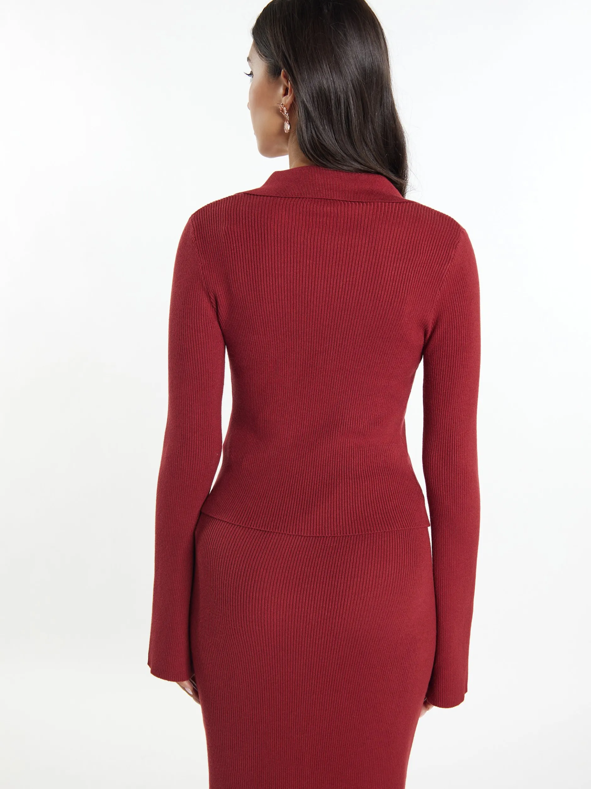 Faina Damen Pullover in rot - Ausschnitt: V-Ausschnitt