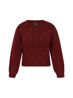 Faina Damen Pullover in rot - Ausschnitt: Rundhals