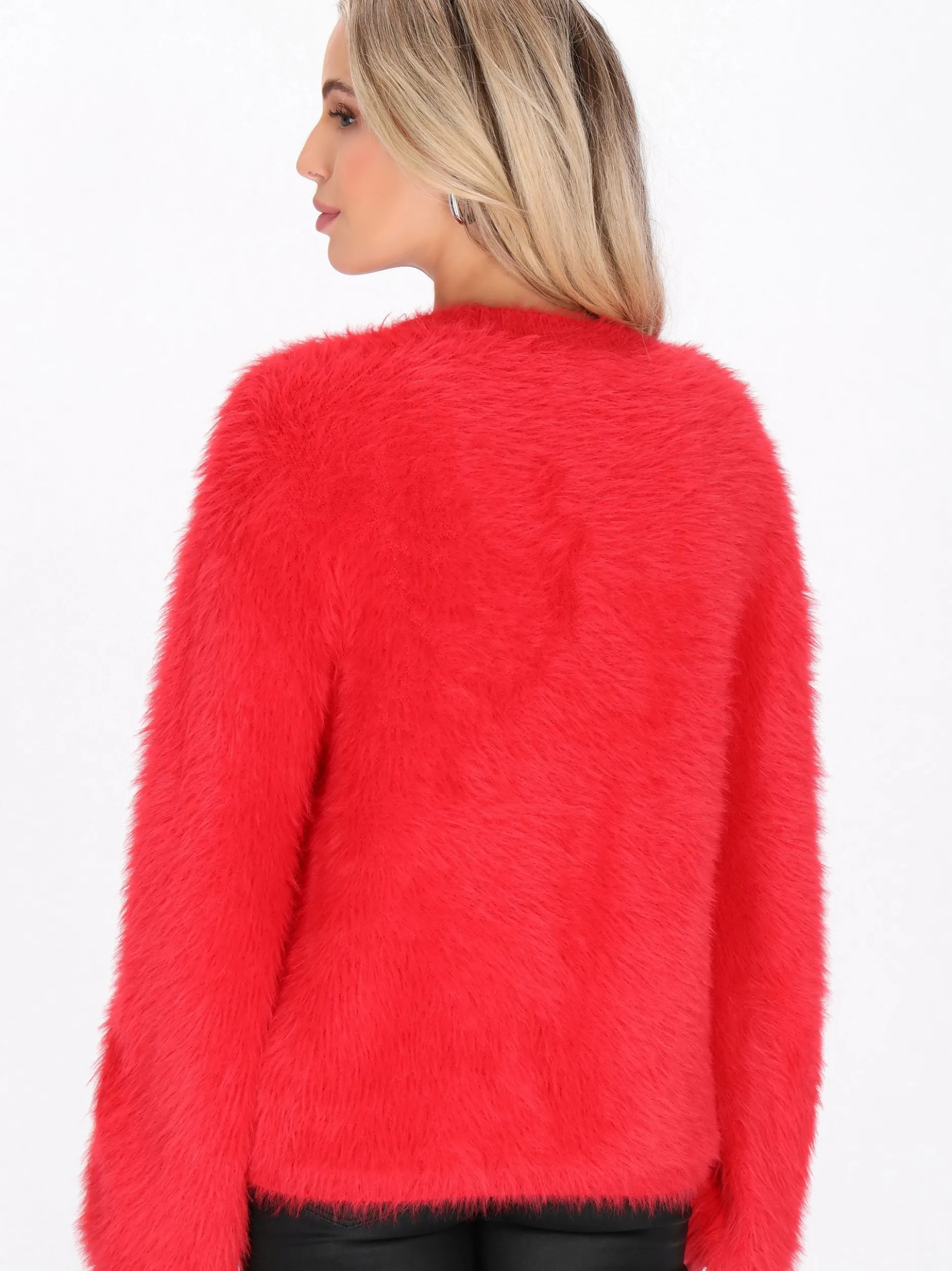 Faina Damen Pullover in rot - Ausschnitt: Rundhals