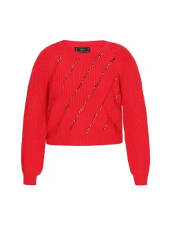 Faina Damen Pullover in rot - Ausschnitt: Rundhals