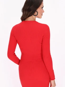 Faina Damen Pullover in rot - Ausschnitt: Rundhals