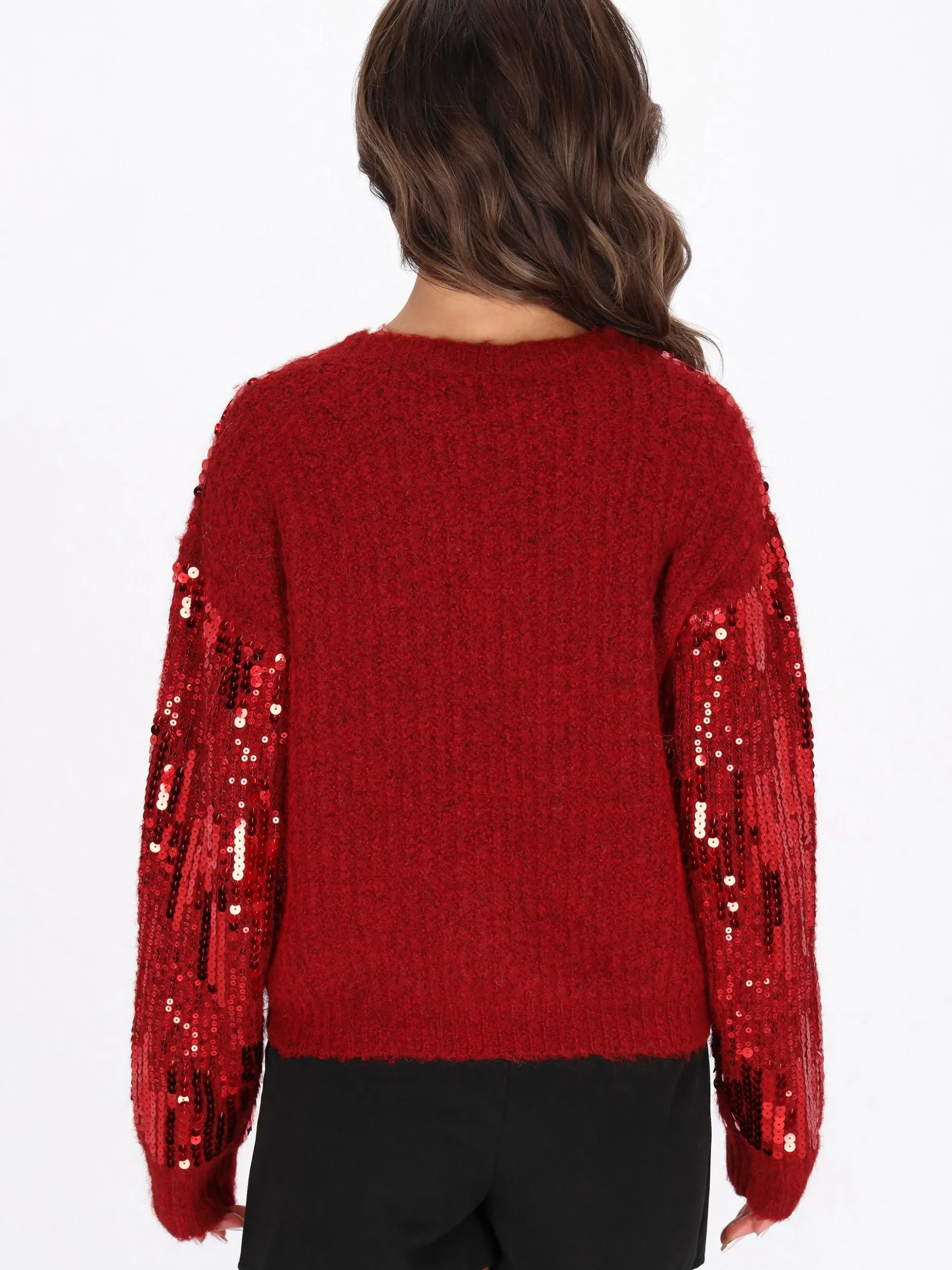 Faina Damen Pullover in rot - Ausschnitt: Rundhals