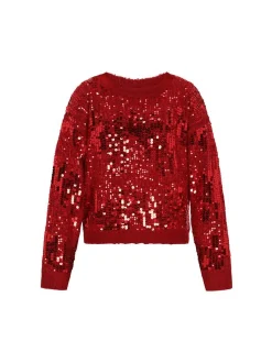 Faina Damen Pullover in rot - Ausschnitt: Rundhals