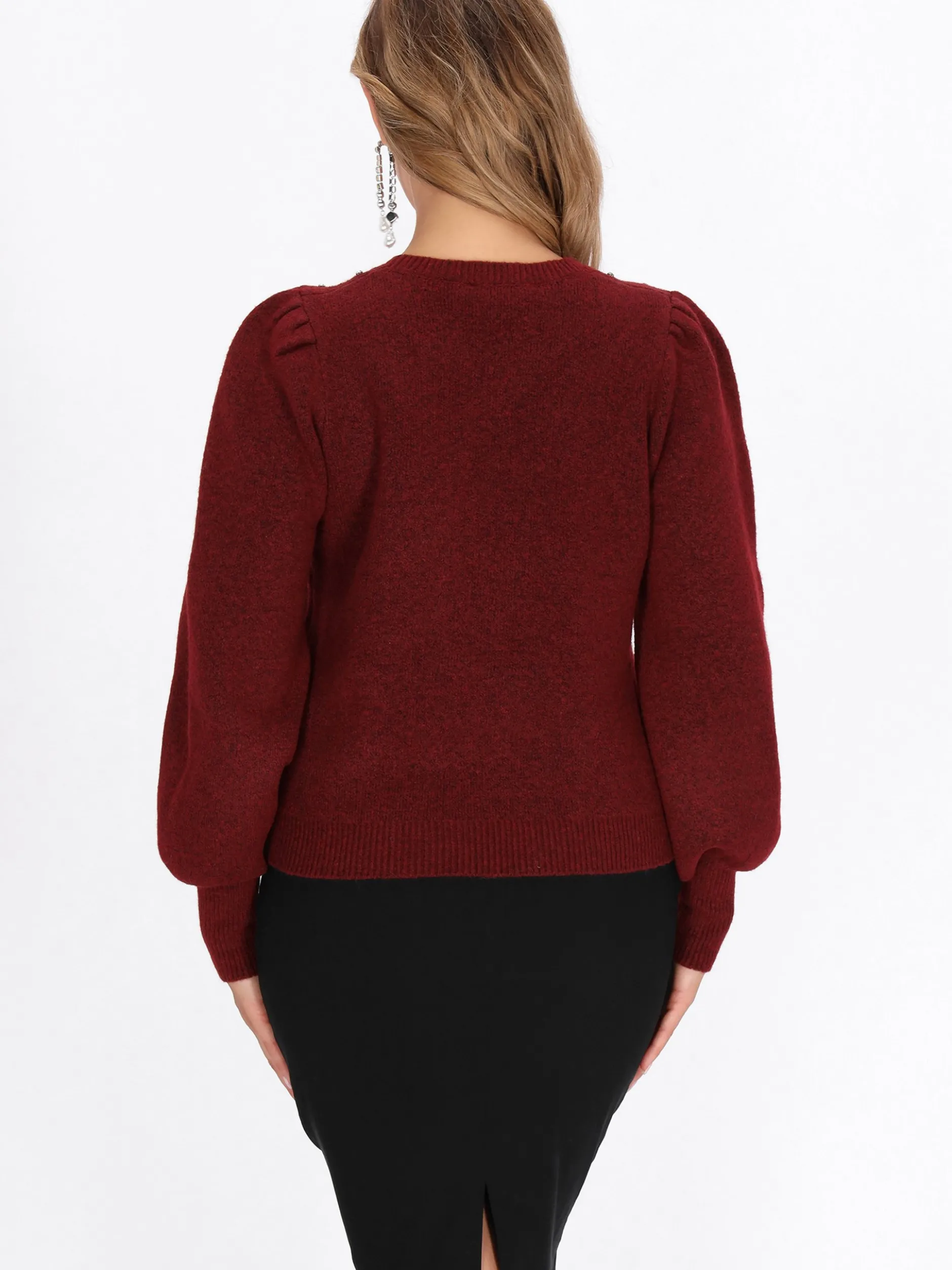 Faina Damen Pullover in rot - Ausschnitt: Rundhals