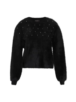 Faina Damen Pullover in schwarz - Ausschnitt: Rundhals