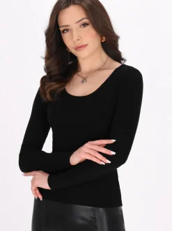 Faina Damen Pullover in schwarz - Ausschnitt: Rundhals