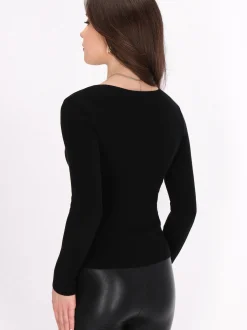 Faina Damen Pullover in schwarz - Ausschnitt: Rundhals
