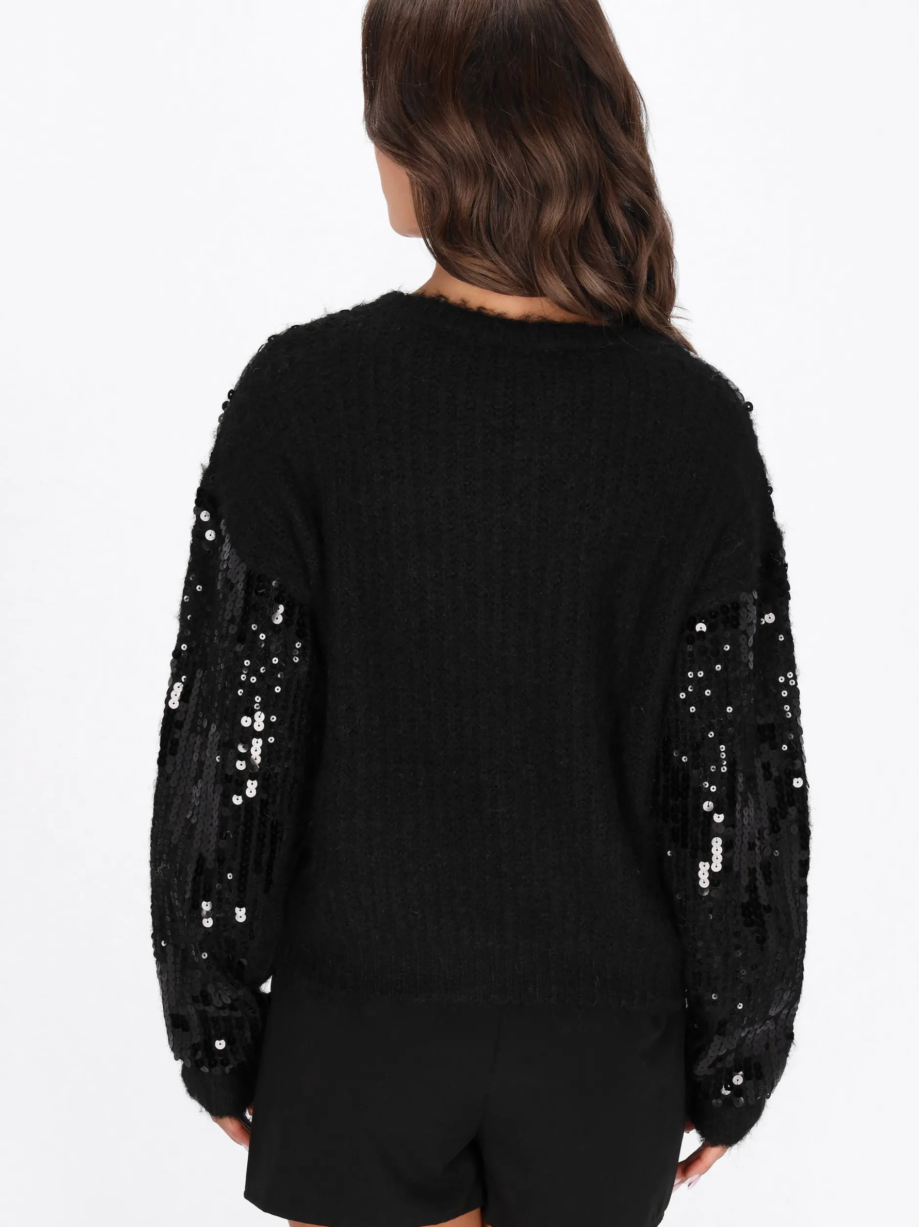 Faina Damen Pullover in schwarz - Ausschnitt: Rundhals