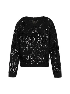 Faina Damen Pullover in schwarz - Ausschnitt: Rundhals