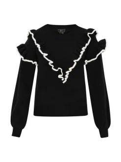 Faina Damen Pullover in schwarz - Ausschnitt: Rundhals