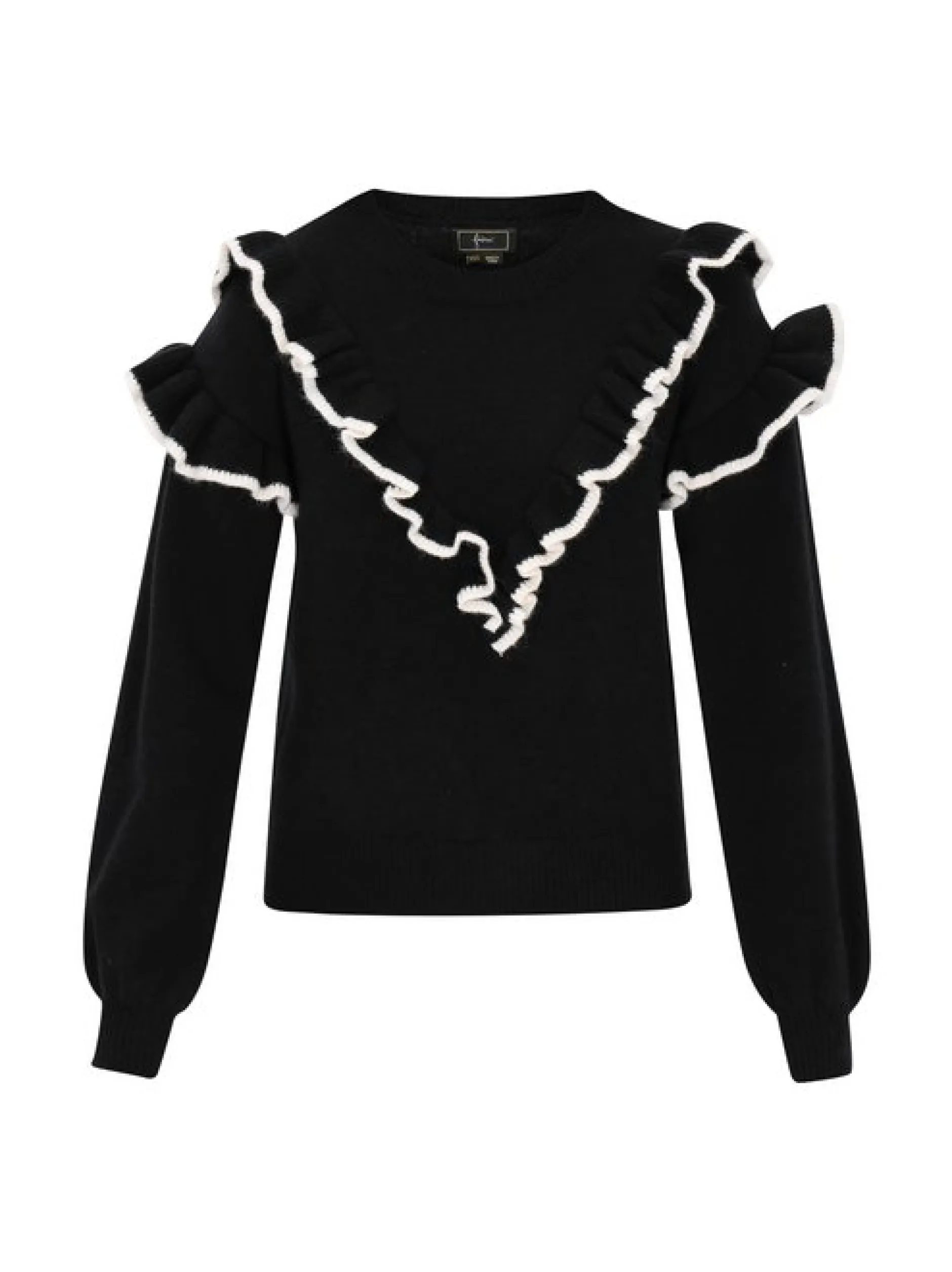 Faina Damen Pullover in schwarz - Ausschnitt: Rundhals