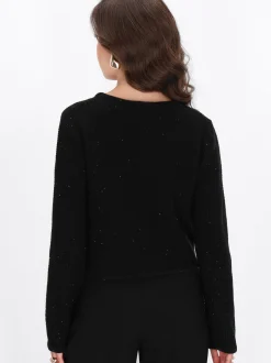 Faina Damen Pullover in schwarz - Ausschnitt: Rundhals